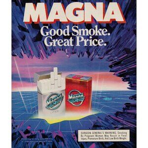 1989 Magna Cigarettes Vintage Print Ad (L11)